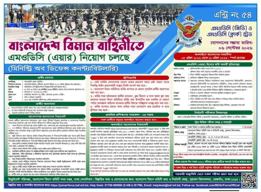 Bangladesh Air Force Job Circular 2026