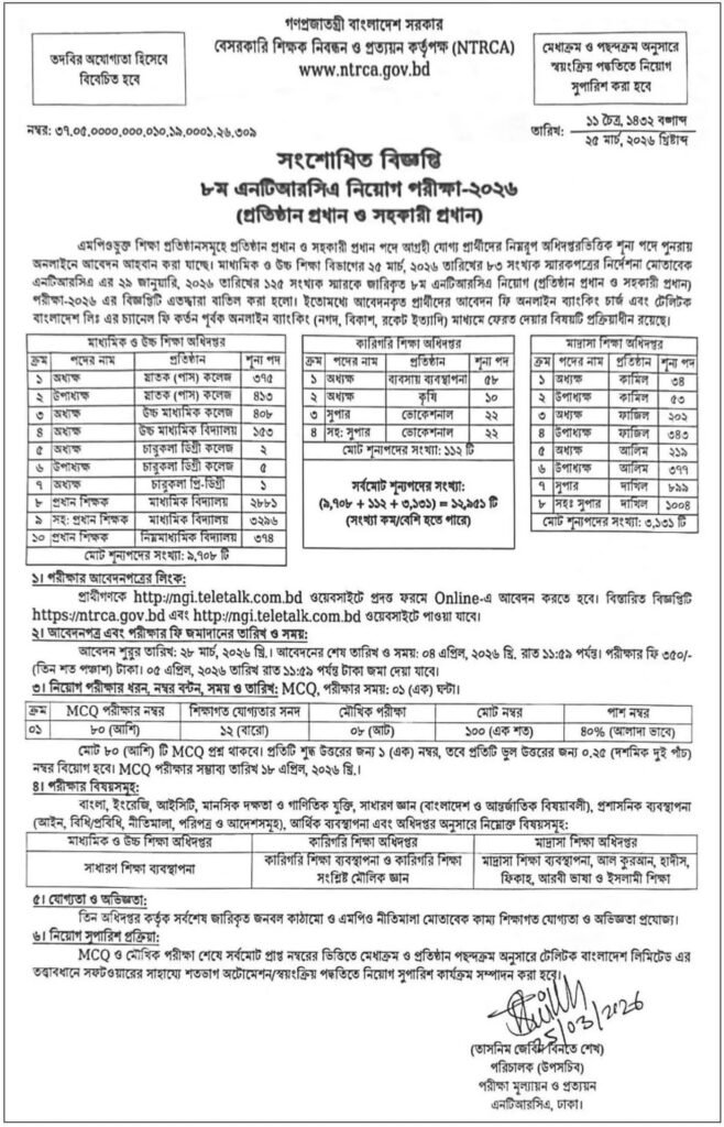 NTRCA Job Circular 2026