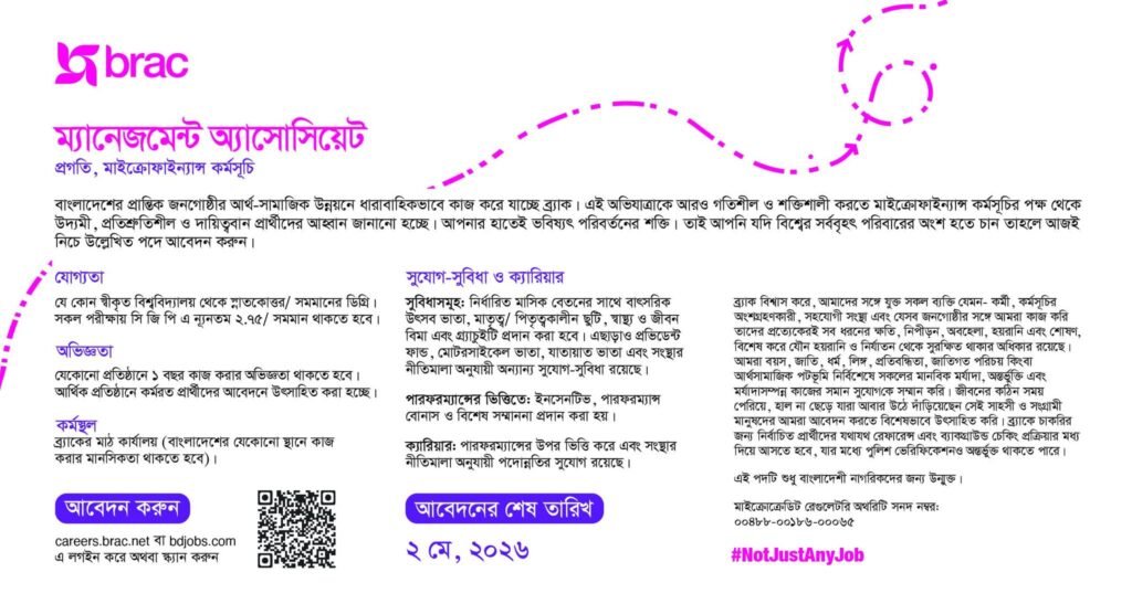 ব্র্যাক এনজিও নিয়োগ বিজ্ঞপ্তি ২০২৬