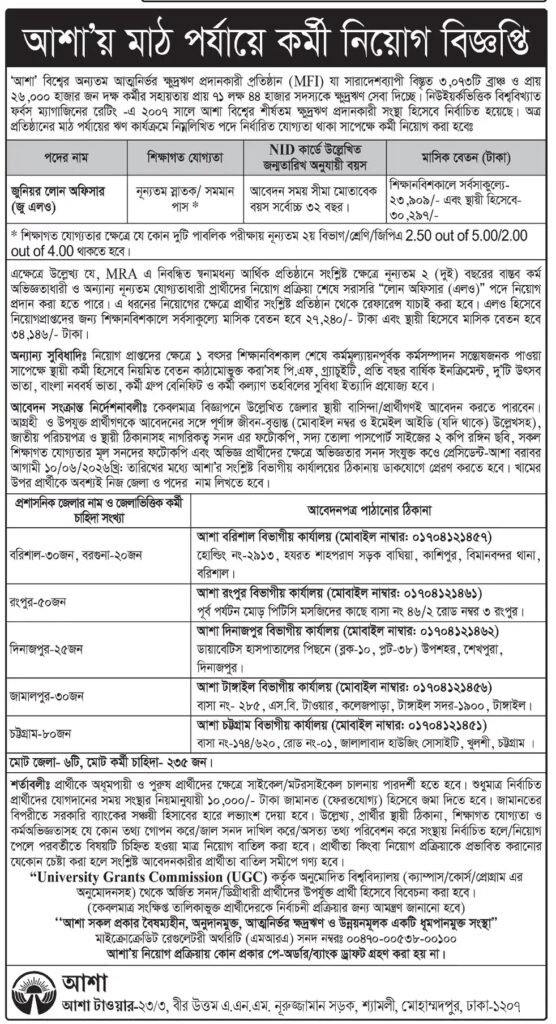 ASA NGO Job Circular 2026