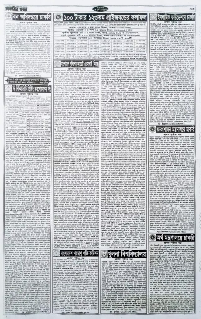 সাপ্তাহিক চাকরির খবর পত্রিকা ১৫ মে ২০২৬ ইং