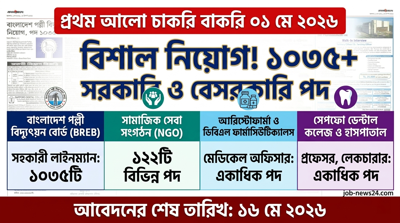 প্রথম আলো চাকরি বাকরি ০১ মে ২০২৬