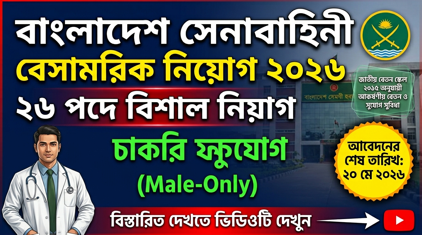 বাংলাদেশ সেনাবাহিনী বেসামরিক নিয়োগ বিজ্ঞপ্তি ২০২৬