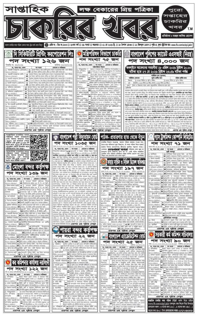 সাপ্তাহিক চাকরির খবর পত্রিকা ০১ মে ২০২৬ 