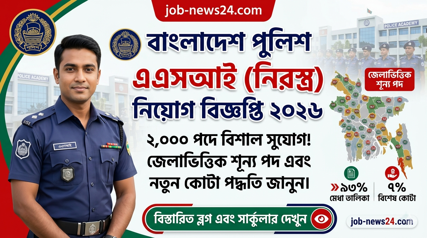 এএসআই (নিরস্ত্র) নিয়োগ বিজ্ঞপ্তি পদ ২০০০